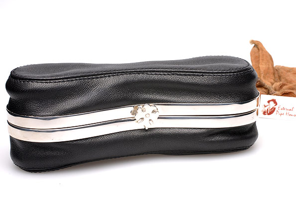 Sillems Leather Case silvered for 2 Pipes Sillems Leather Case silvered for 2 Pipes